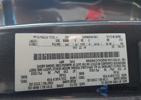 2013 Ford Escape Titanium z USA, uszkodzony, nr VIN 1FMCU9J92DUC99598